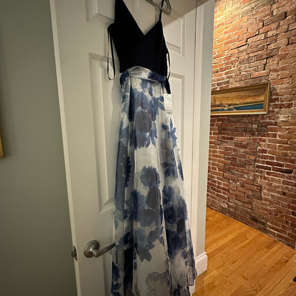 Elegant Navy and Blue Floral Women's Dress